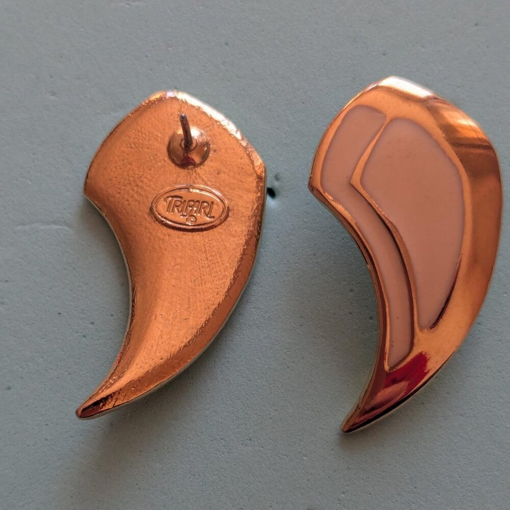 Vintage Signed Angel Earrings - Minimalist Gold Statement Earrings for Women